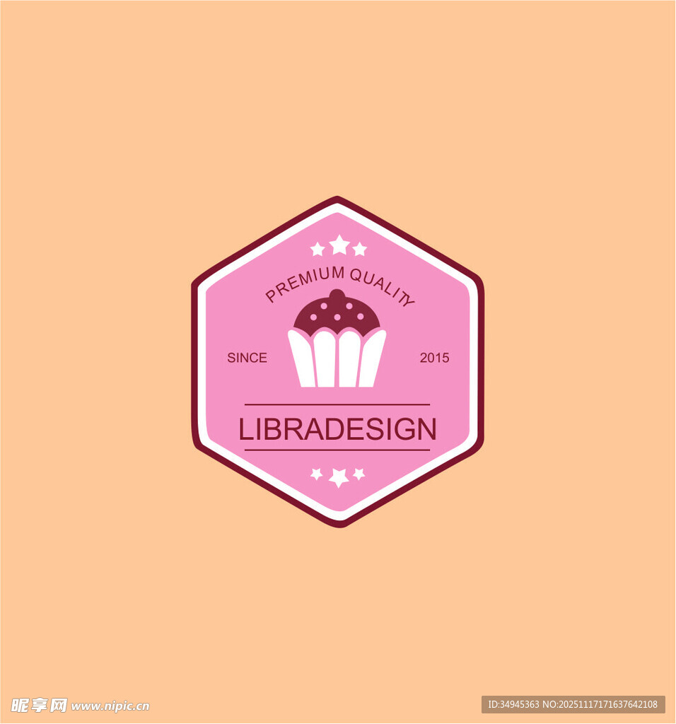 粉色六边形纸杯蛋糕标志
