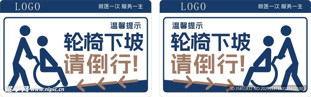 轮椅下坡请倒行