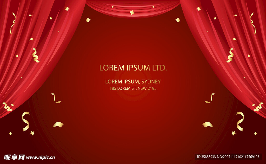红色幕布庆典背景 