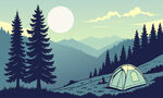 山间露营插图