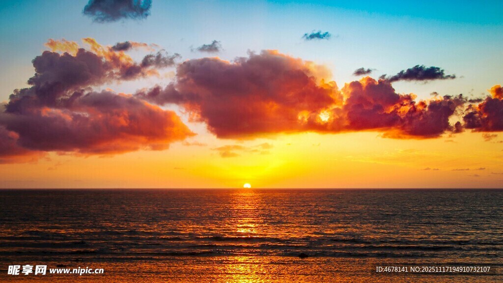 海上壮丽日落美景