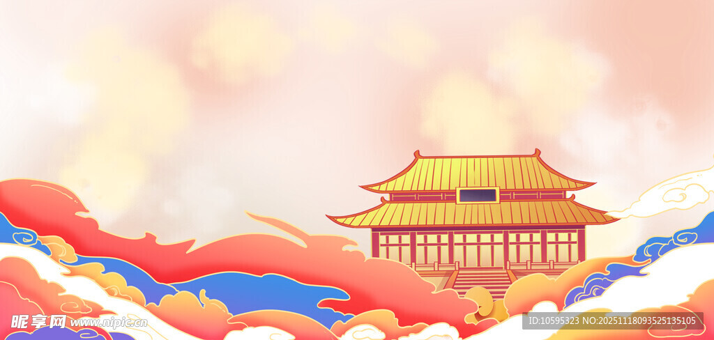 梦幻国风古建筑云海景观