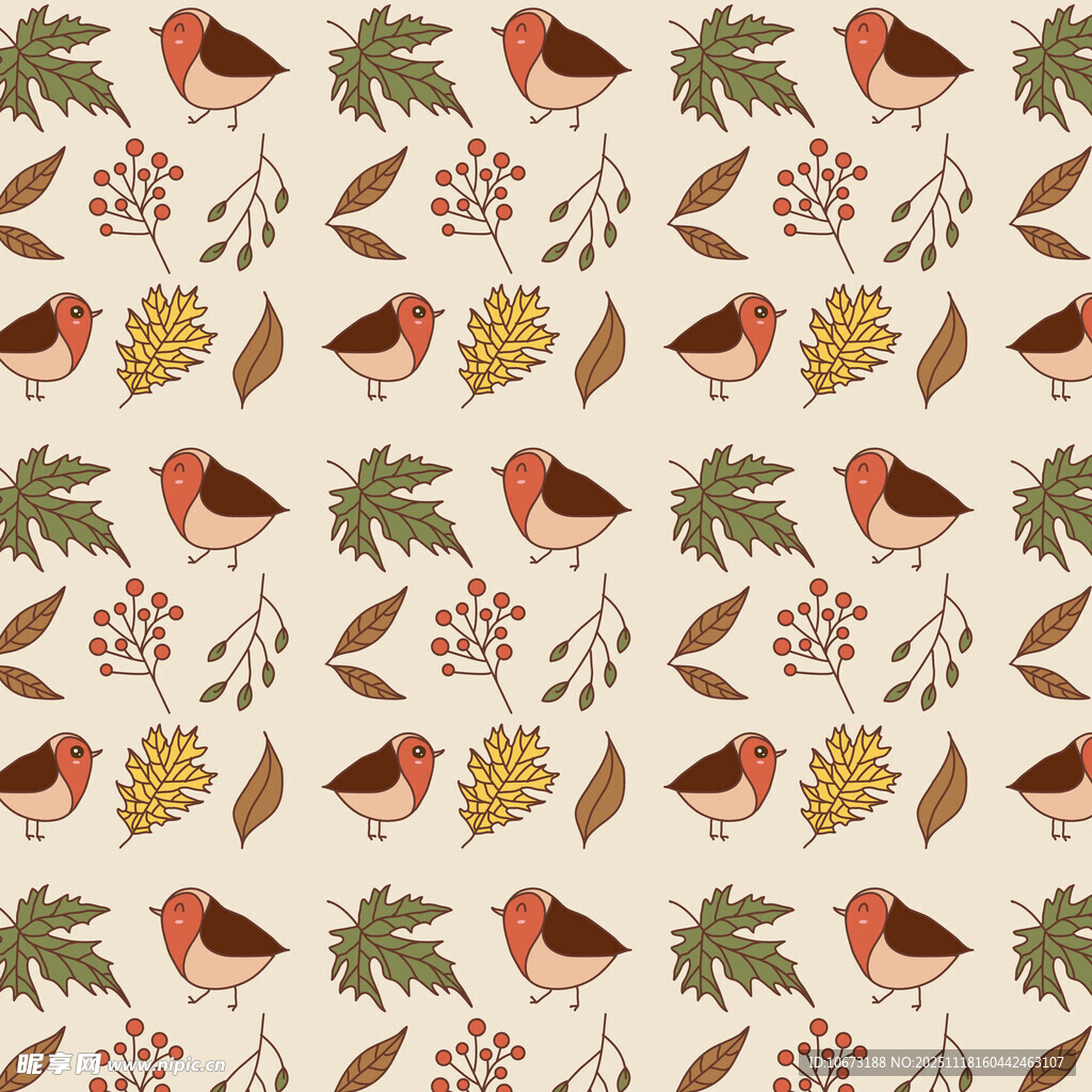 秋日花鸟图案背景图