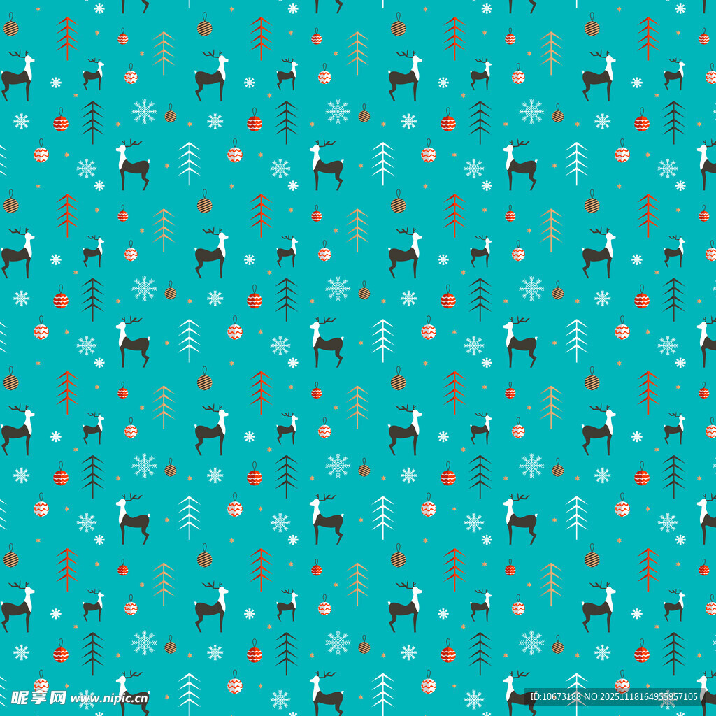 蓝底动物图案无缝背景图