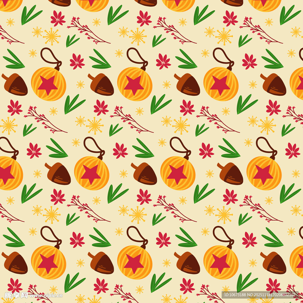 花卉坚果图案背景纹理
