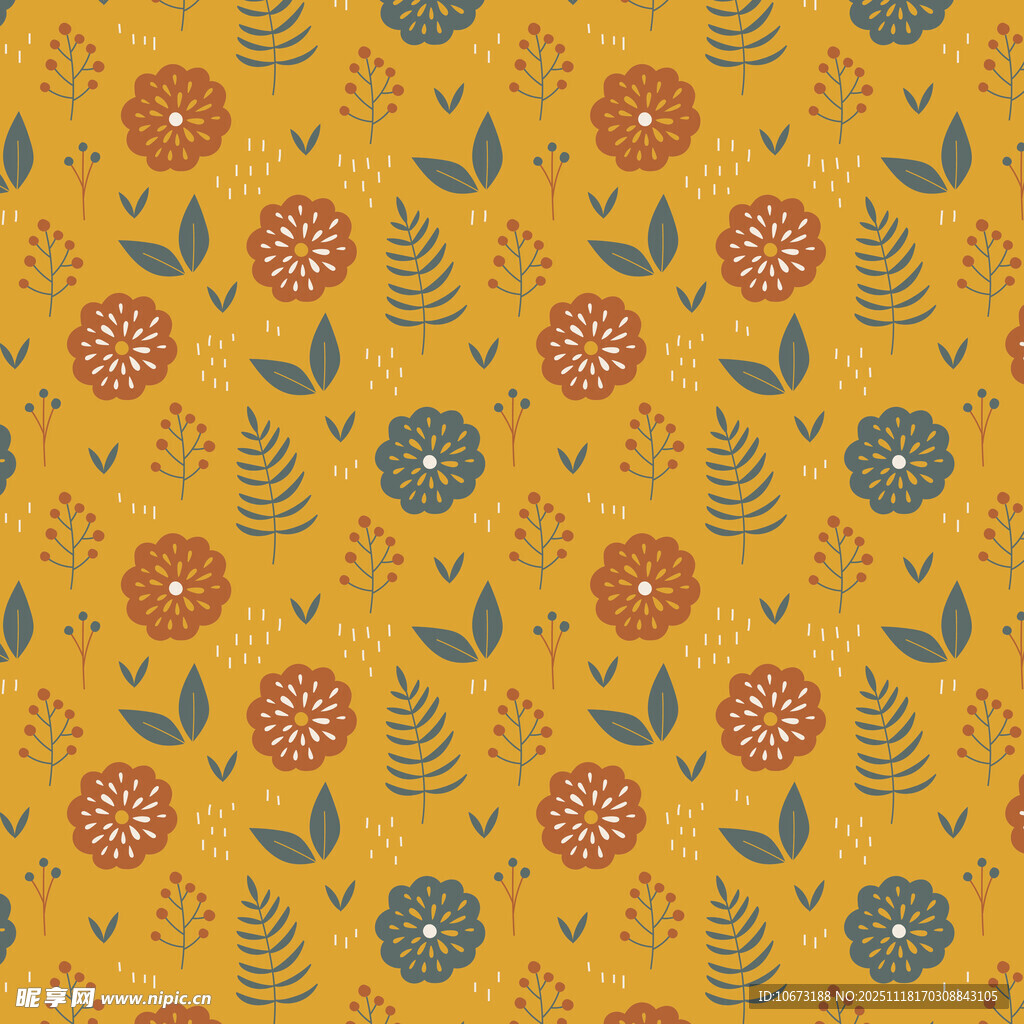 黄色花卉植物图案背景