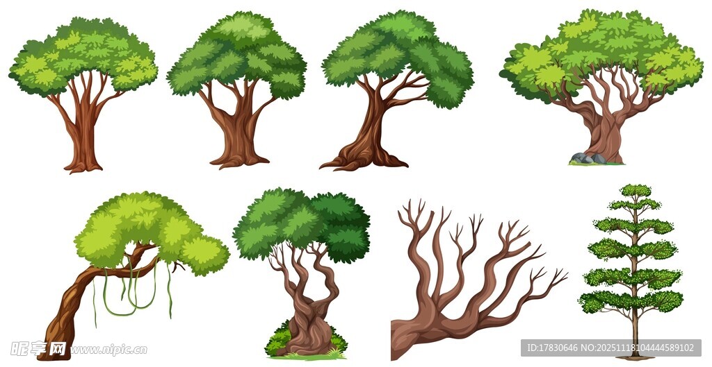 多样树木插画素材