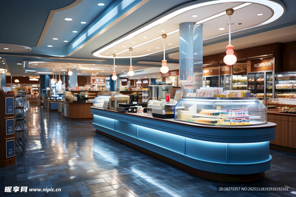 时尚现代的室内甜品展示区