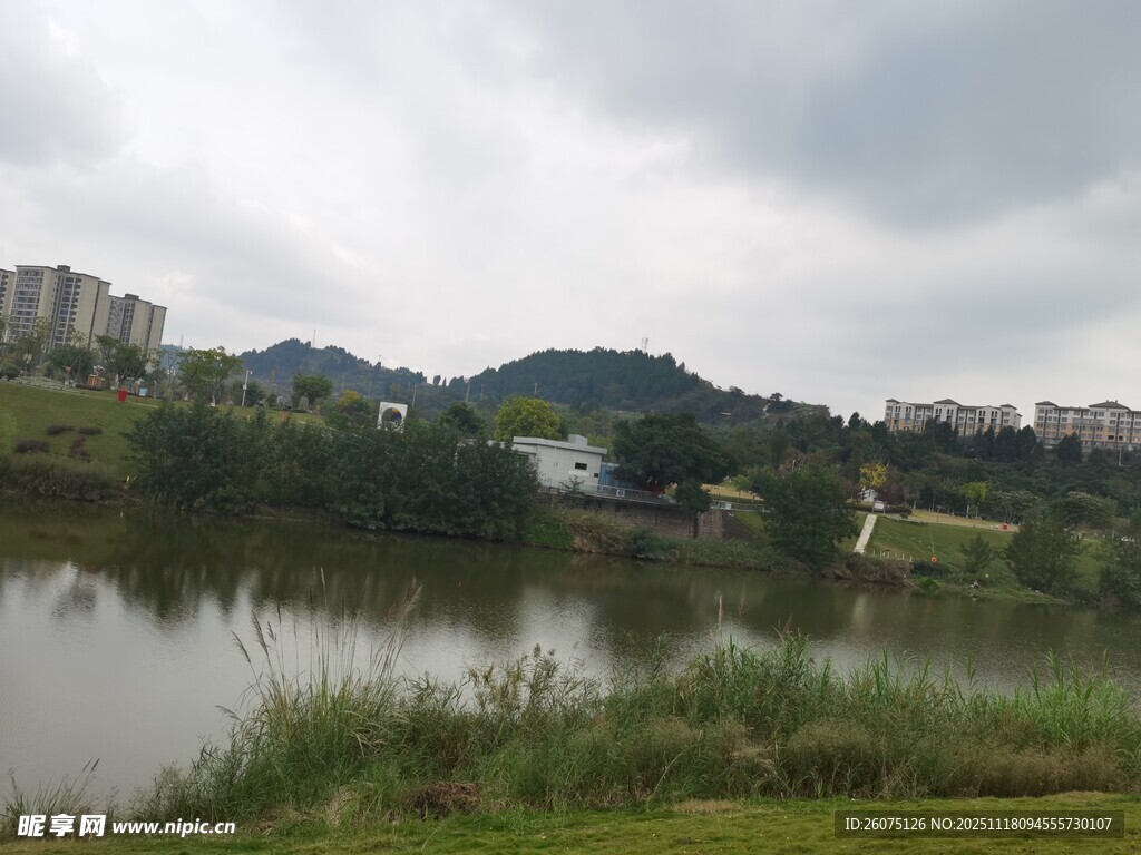 湖畔风光城市与自然交融