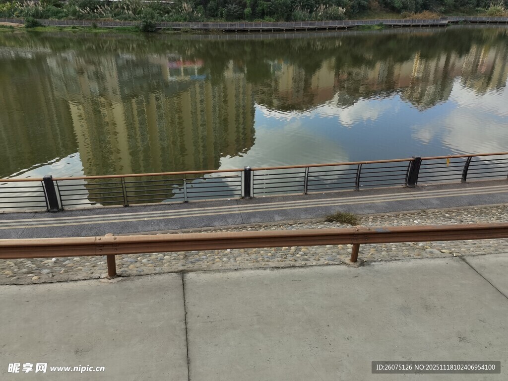 湖畔长椅静享自然之美