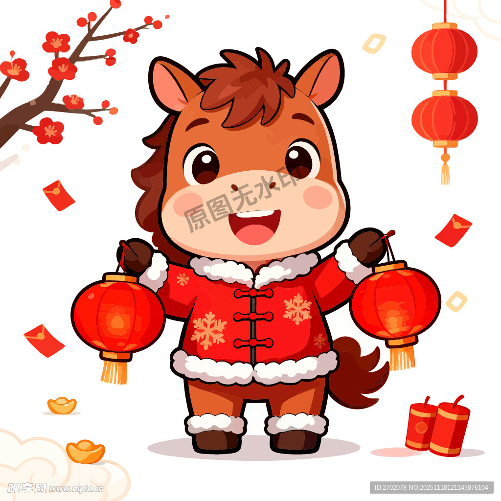 马年大吉春节过年卡通小马吉祥物