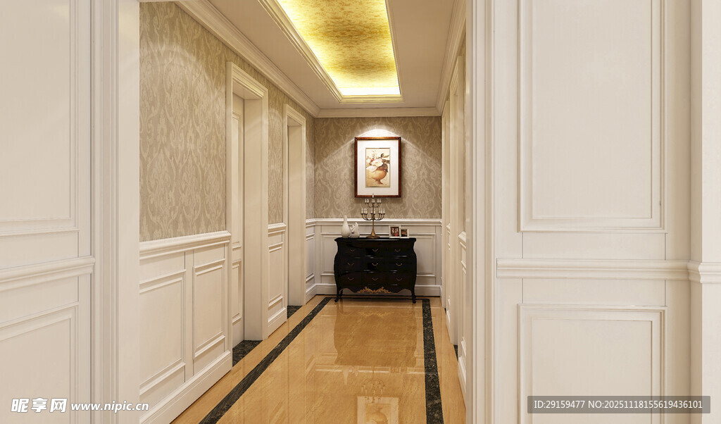 简约优雅的室内走廊空间