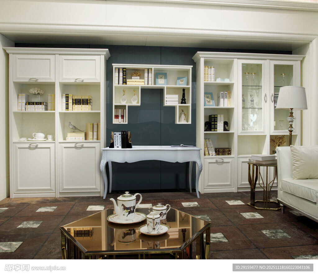 现代简约风客厅书房一体化