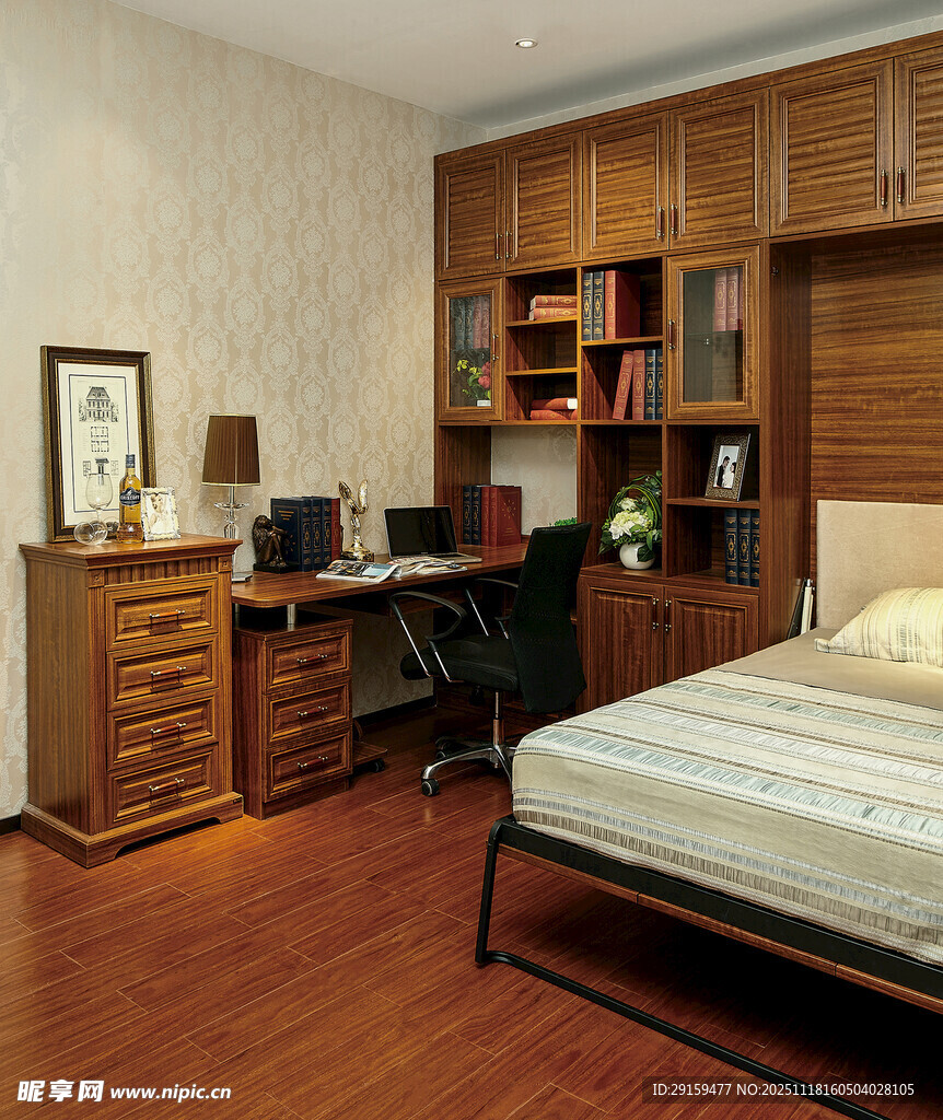 简约温馨的木质卧室空间