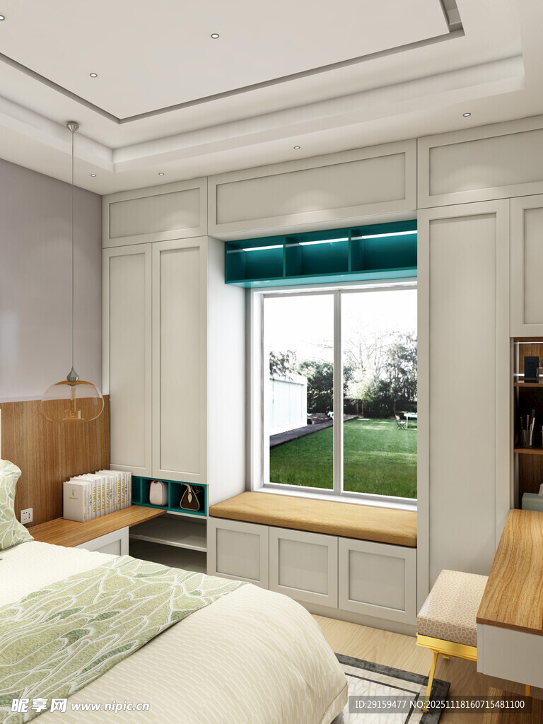 现代简约风卧室窗边设计