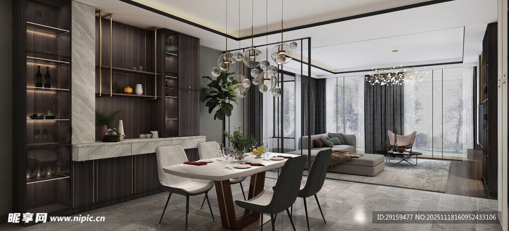 现代简约风格餐厅室内景