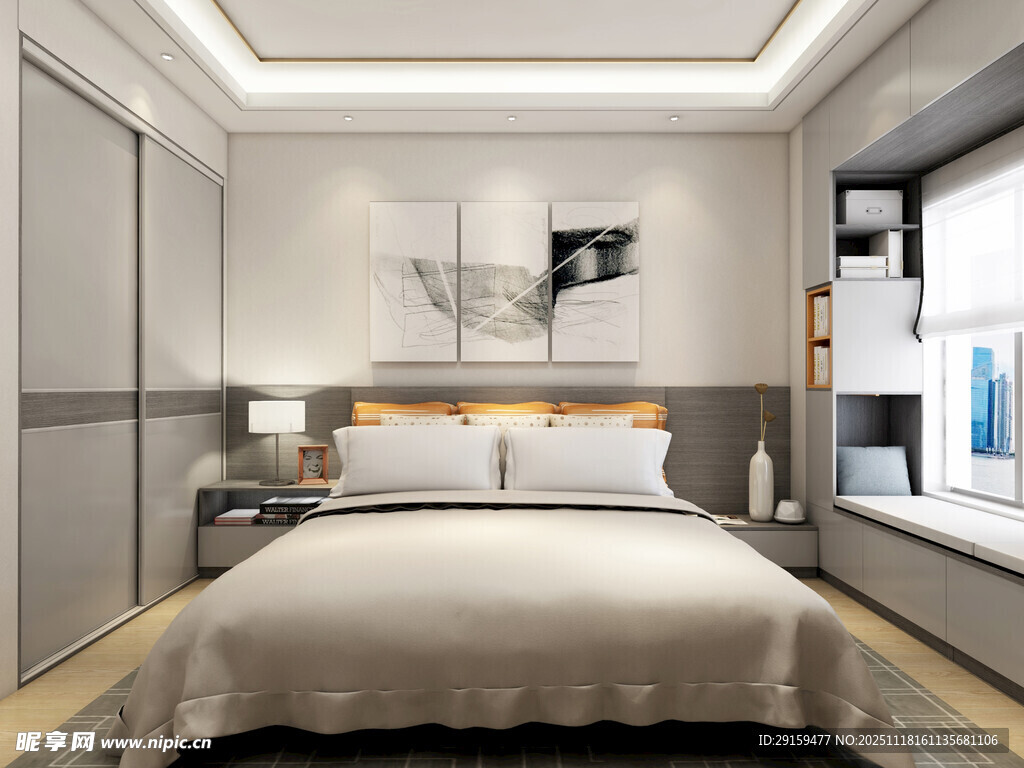 现代简约风温馨卧室空间