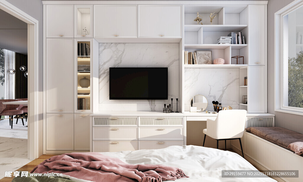 现代简约风卧室电视墙设计