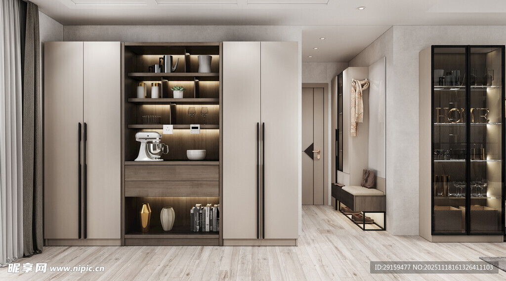 现代简约风客厅收纳鞋柜