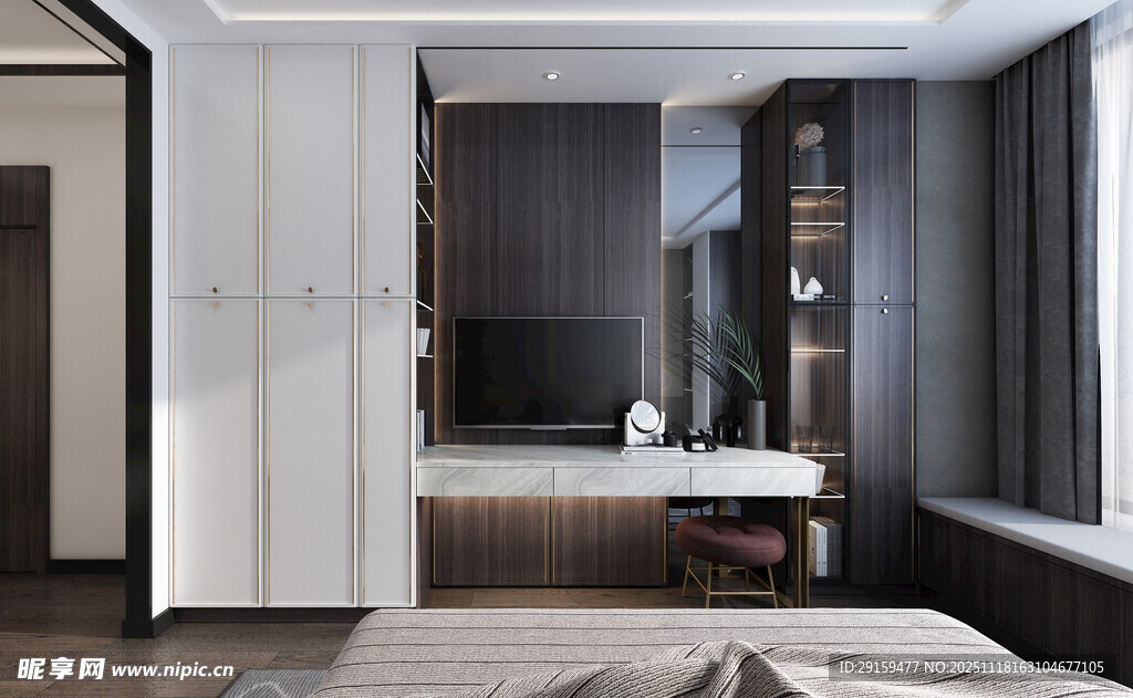 现代简约风卧室室内场景