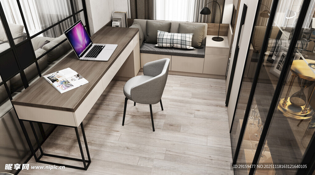 现代简约风格书房一角