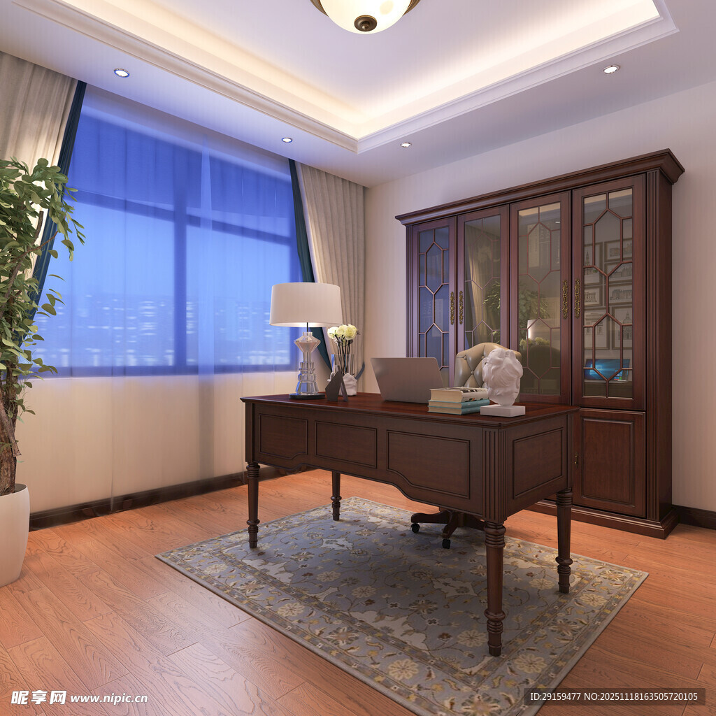 典雅书房营造静谧工作空间