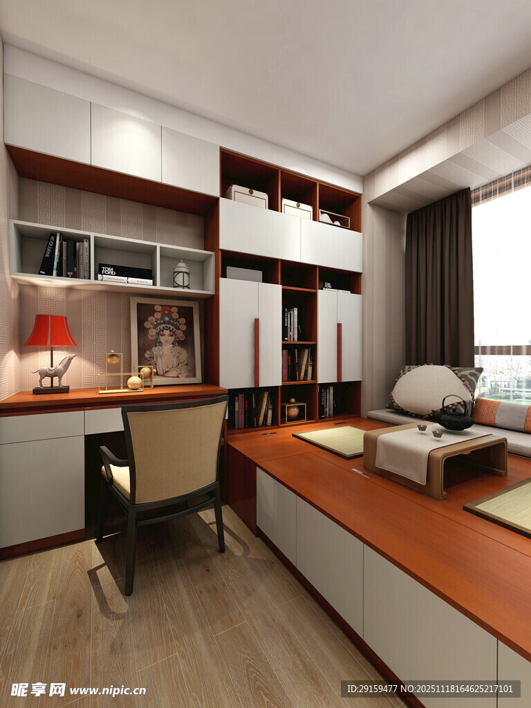 现代简约风格书房一角