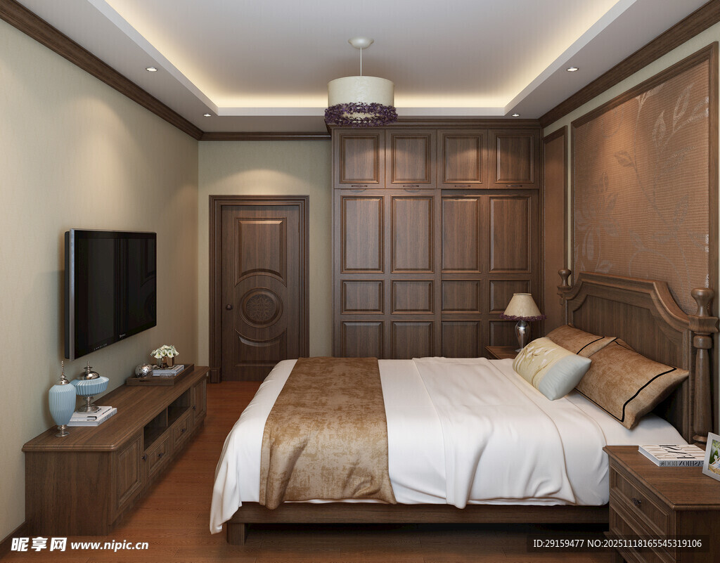 中式风格豪华卧室场景