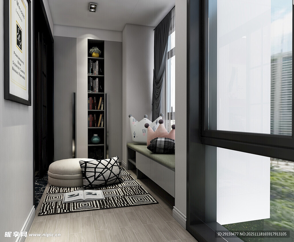 简约风走廊休闲阅读角落