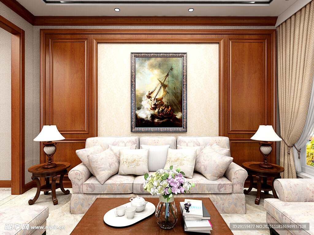 豪华典雅的客厅室内场景