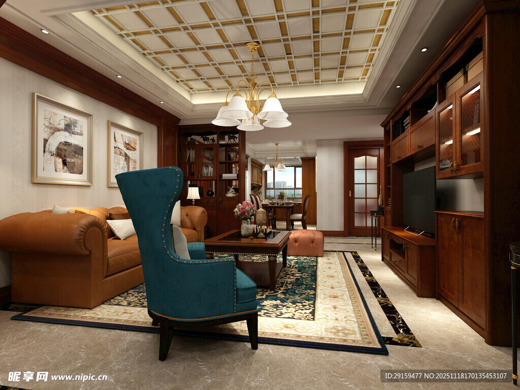 现代豪华客厅室内场景