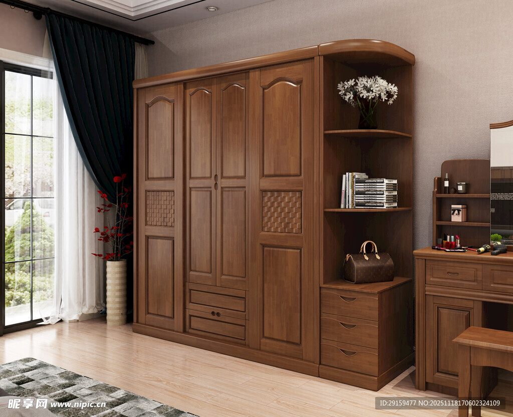 实木组合衣柜书房家具