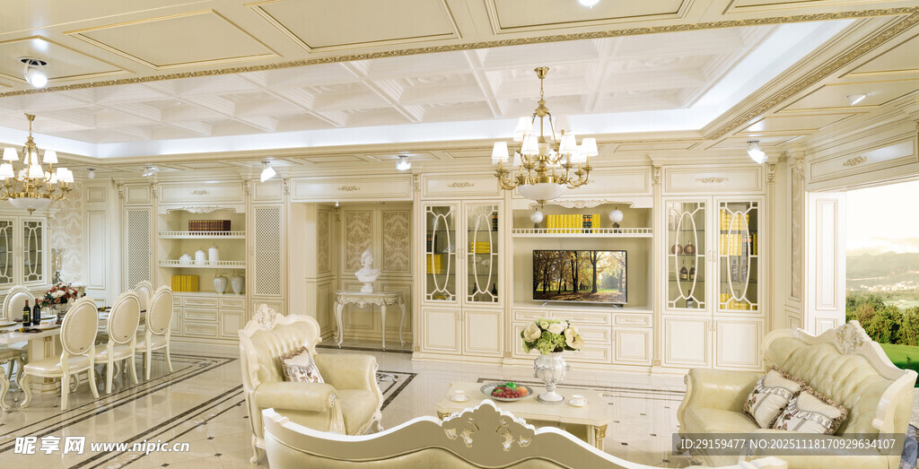 奢华白色系客厅优雅装潢