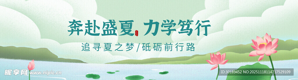 荷花背景板海报设计