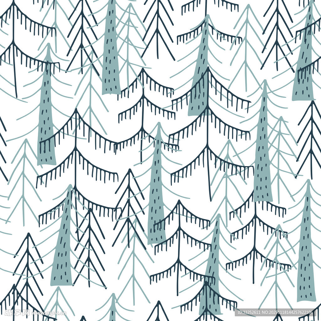 手绘松树林图案背景
