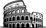 罗马斗兽场黑白简约插画