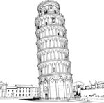 比萨斜塔线条图