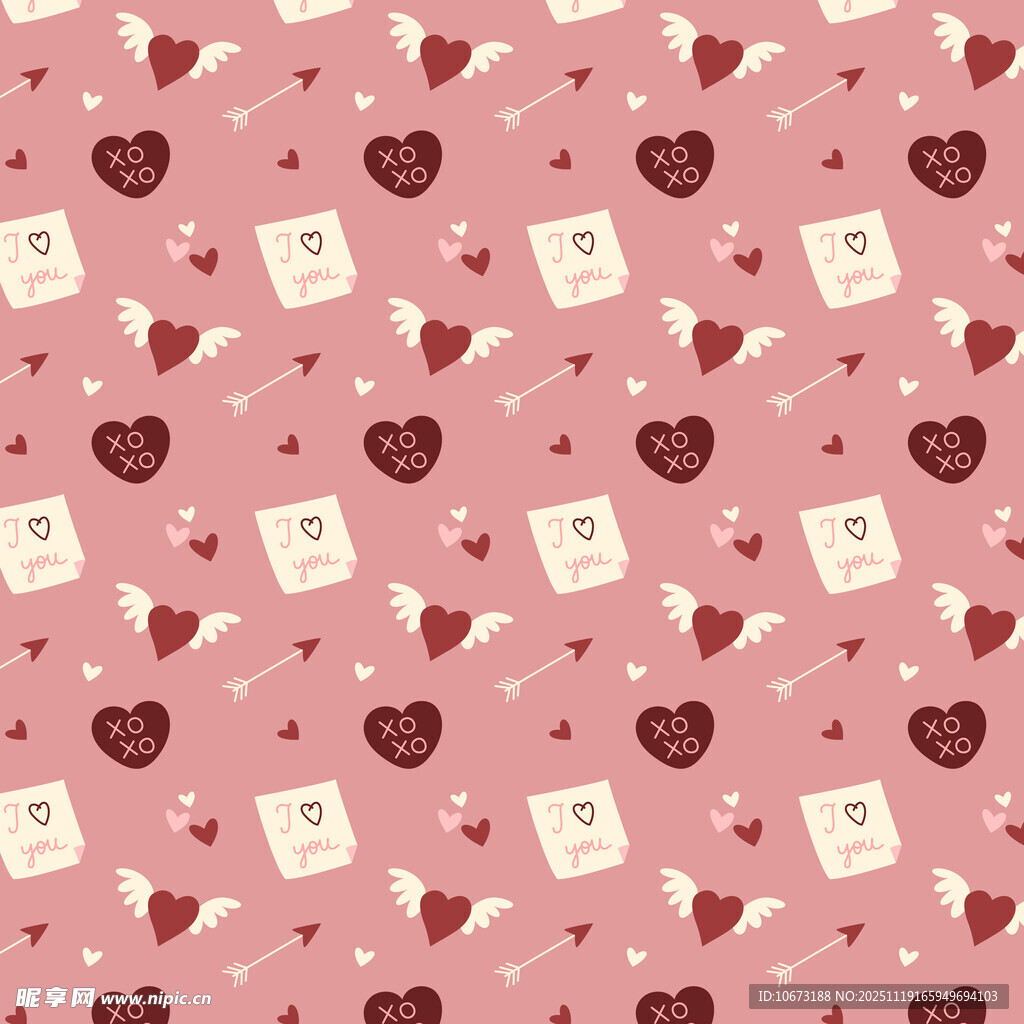 粉色爱心信件图案背景