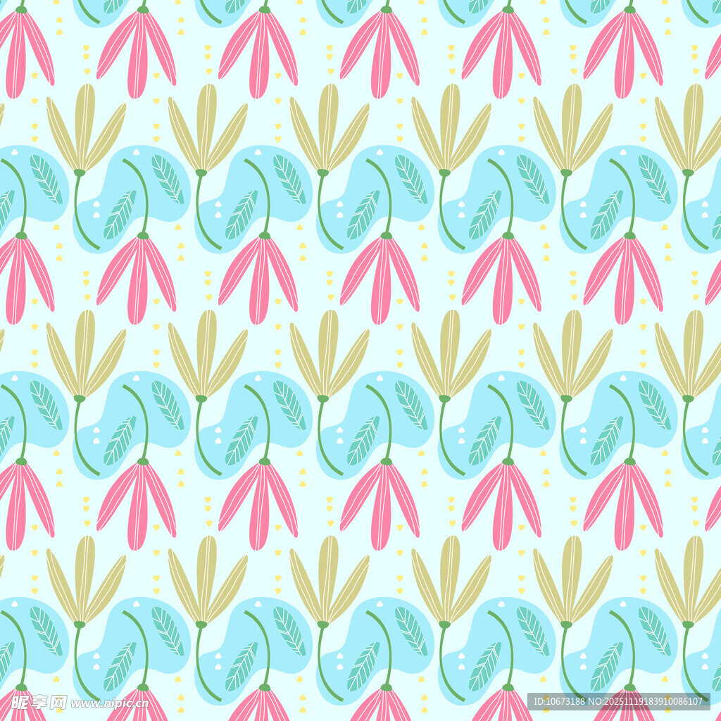 清新植物图案无缝背景
