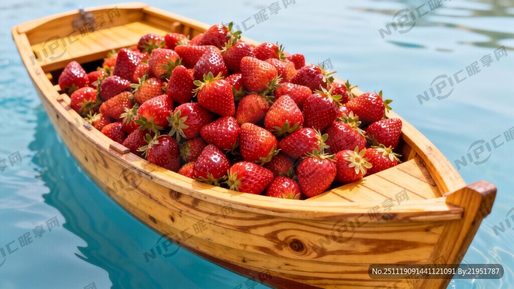 一只船上堆满了草莓