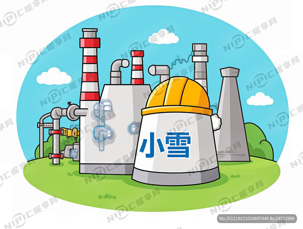 背景为化工厂装置 小雪。