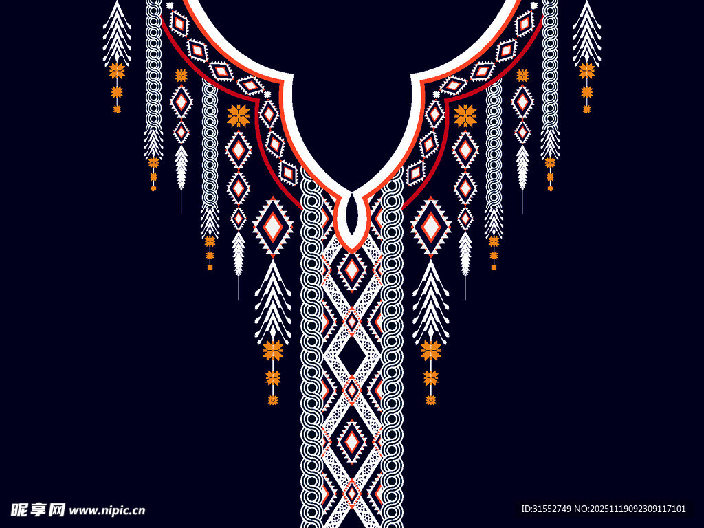 民族风刺绣领口图案