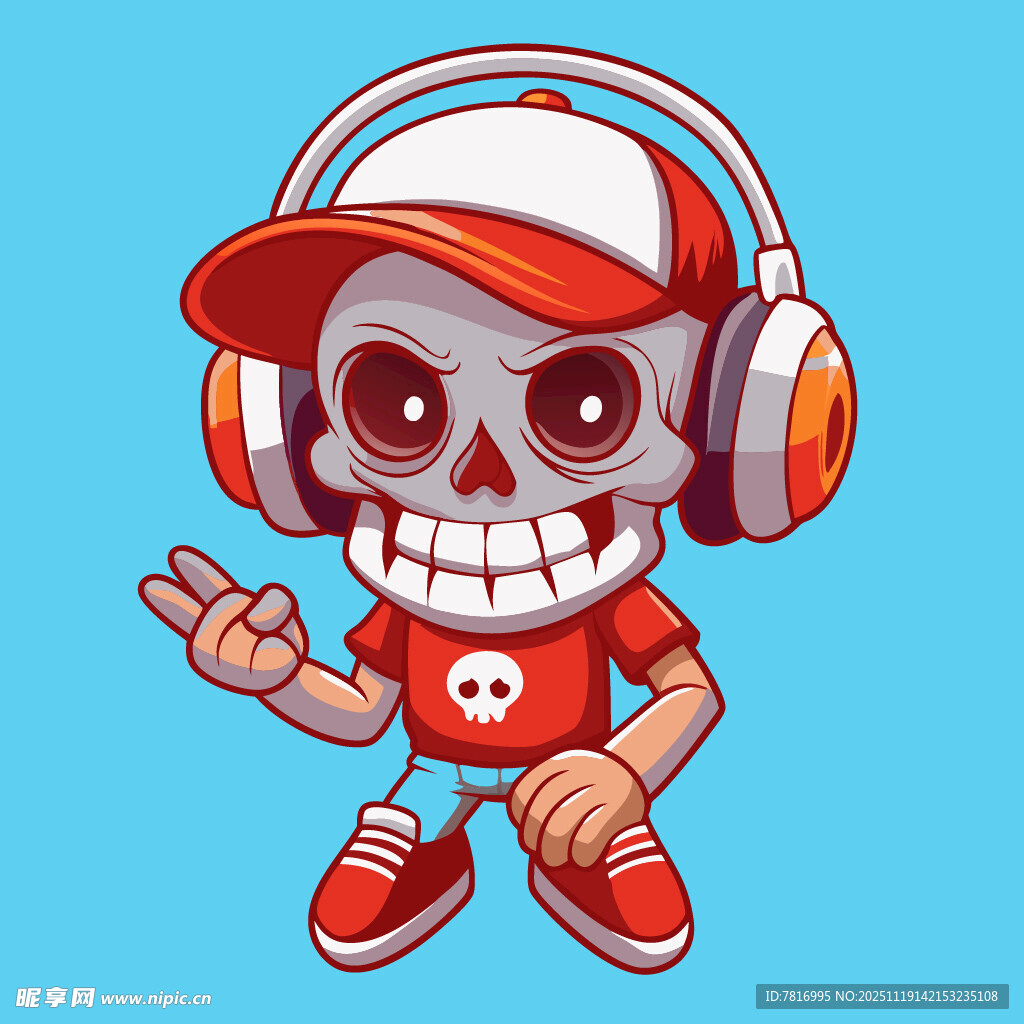 骷髅潮人戴耳机耍酷