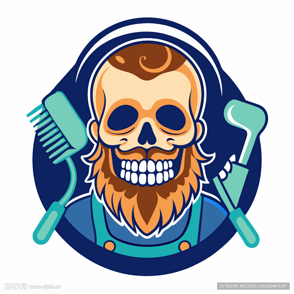 骷髅理发师形象设计图标