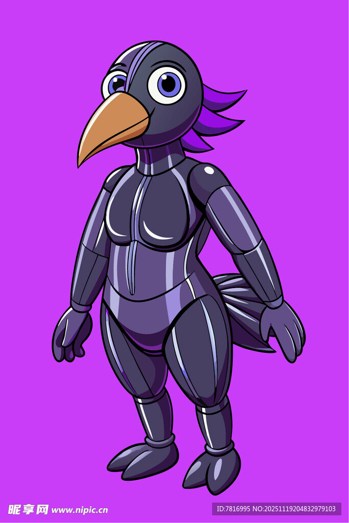 机械乌鸦拟人角色形象