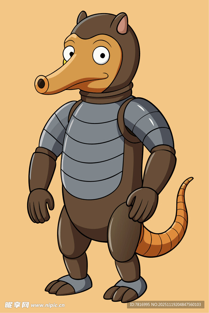 穿盔甲的卡通食蚁兽形象