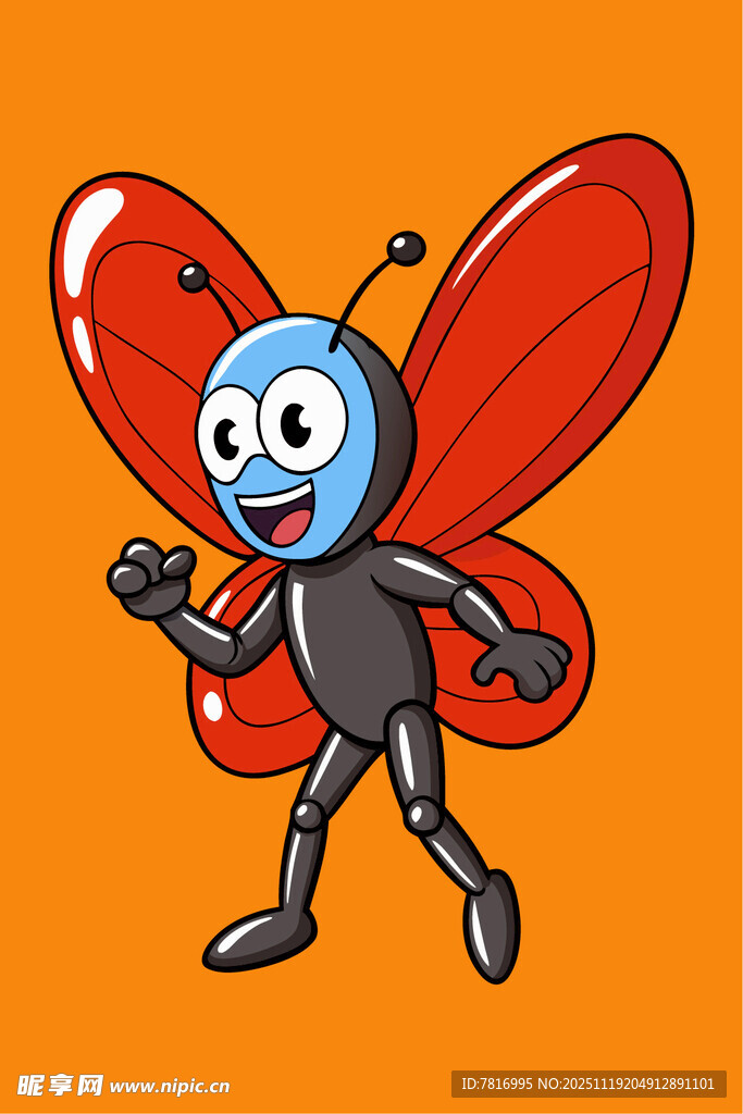 可爱卡通红翅小蚂蚁