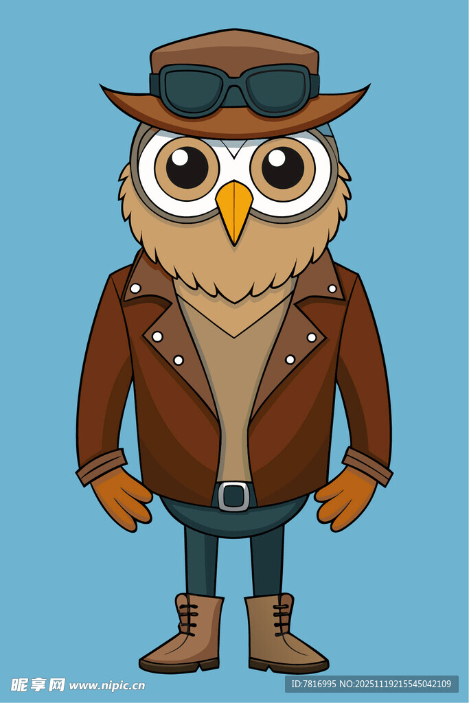 时尚猫头鹰卡通形象