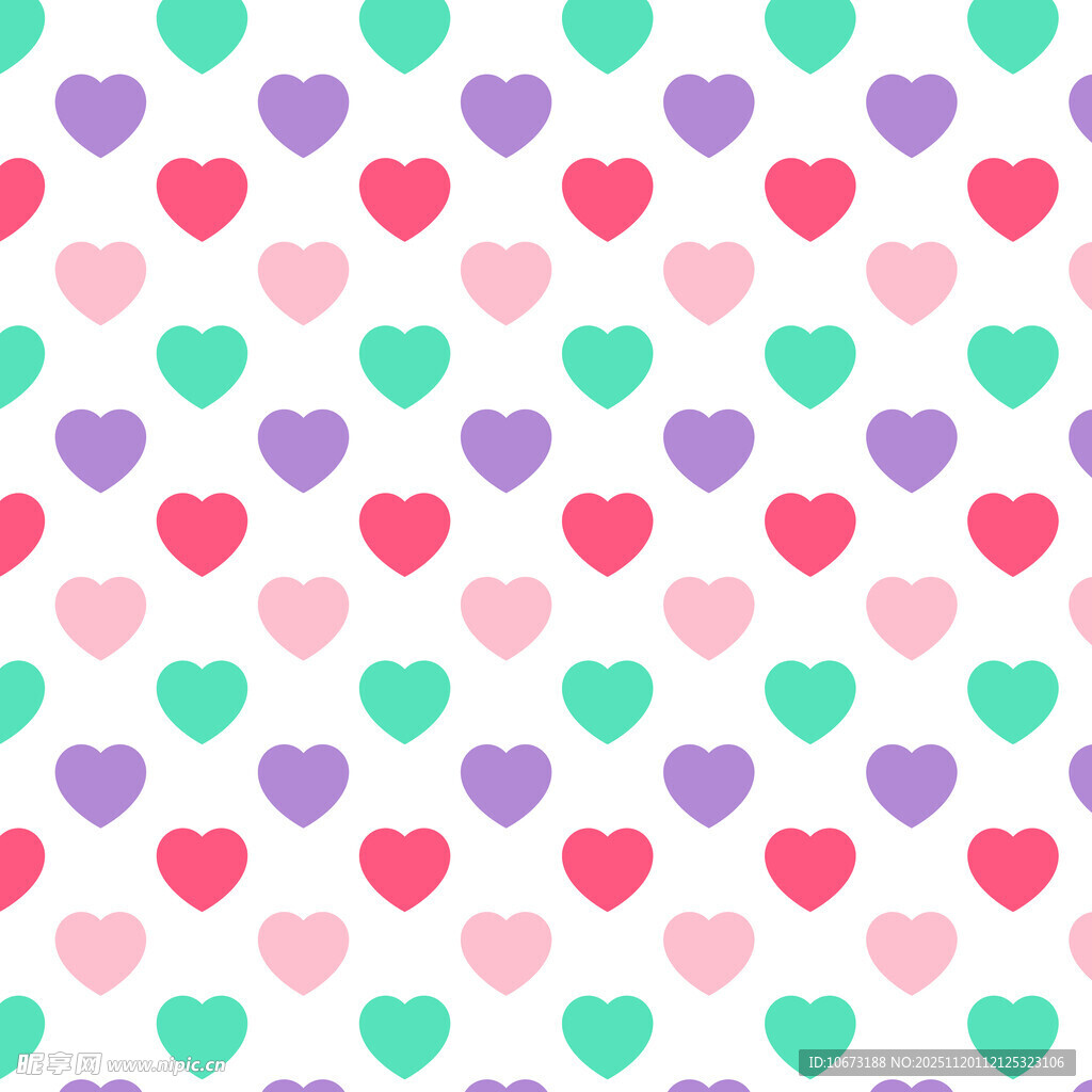 多彩爱心无缝图案背景