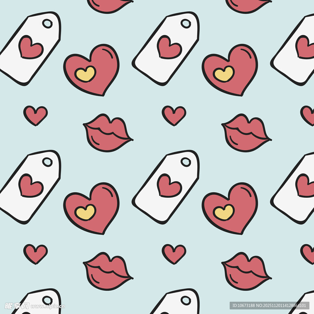 爱心标签嘴唇图案背景